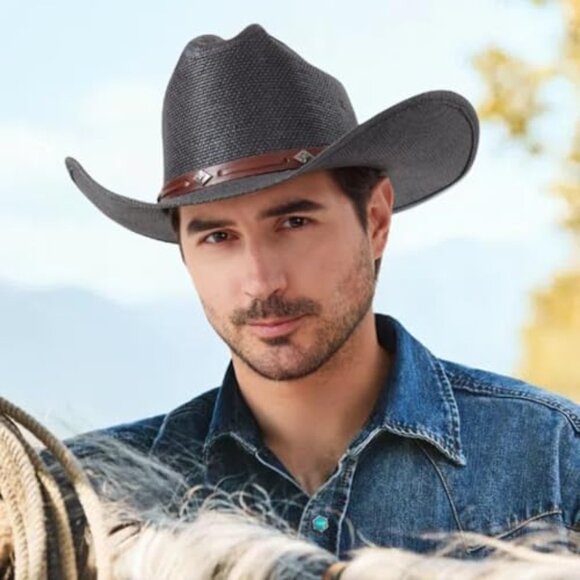 Straw Cowboy Hat Cattleman Crease Western Style Lightweight Sun Protection